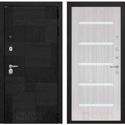 Входная дверь PAZL 01 - Сандал белый, стекло белое