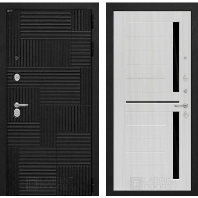 Входная дверь PAZL 02 - Сандал белый, стекло черное