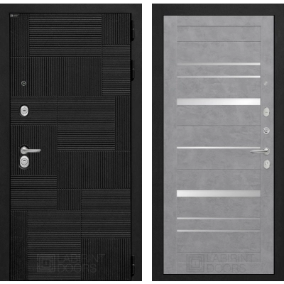 Входная дверь PAZL 20 - Бетон светлый, зеркальные вставки