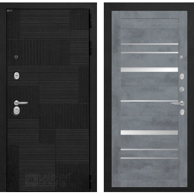 Входная дверь PAZL 20 - Бетон темный, зеркальные вставки