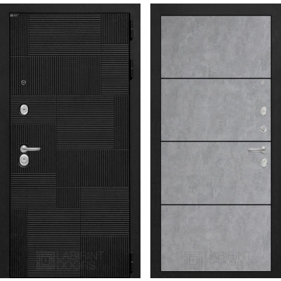 Входная дверь PAZL 25 - Бетон светлый, черный молдинг
