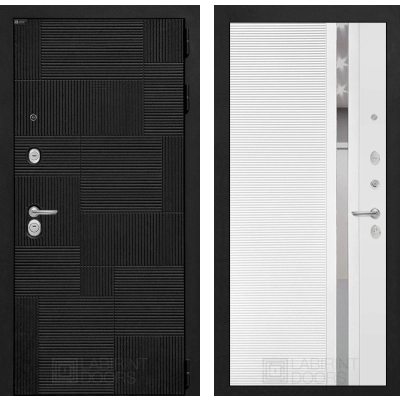 Входная дверь PAZL 31 - Белый софт, зеркальная вставка с тонировкой