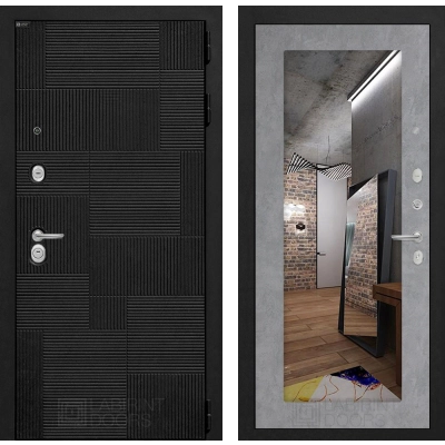 Входная дверь PAZL с зеркалом 18 - Бетон светлый