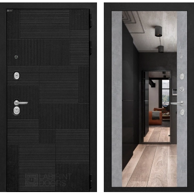 Входная дверь PAZL с зеркалом Максимум - Бетон светлый