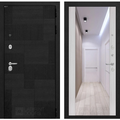 Входная дверь PAZL с зеркалом Максимум - Сандал белый