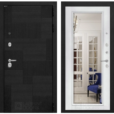 Входная дверь PAZL с Зеркалом Фацет - Белый софт