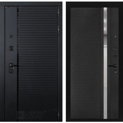 Входная дверь PIANO 31 - Черный кварц, зеркальная вставка с тонировкой