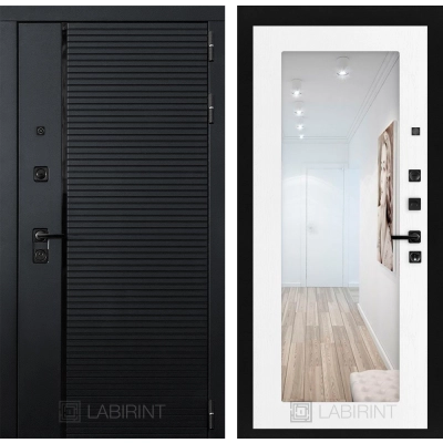 Входная дверь PIANO с зеркалом 18 - Белое дерево