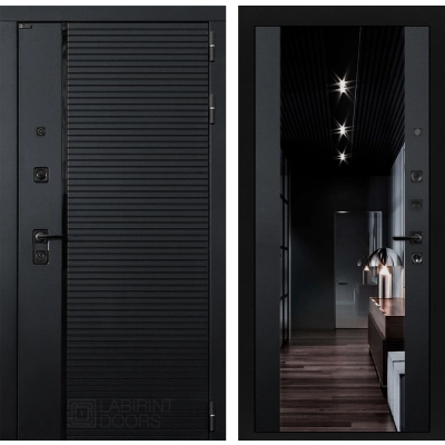 Входная дверь PIANO с тонированным зеркалом Максимум - Черный кварц