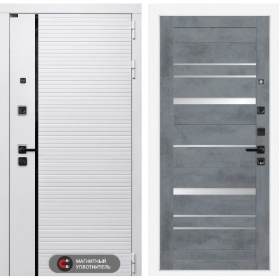 Входная дверь ROYAL 20 - Бетон темный, зеркальные вставки