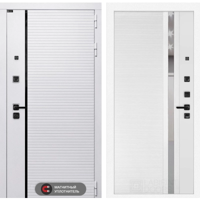 Входная дверь ROYAL 31 - Белый софт, зеркальная вставка с тонировкой