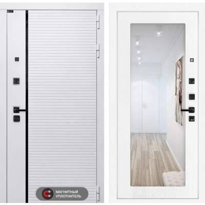 Входная дверь ROYAL с Зеркалом 18 - Белое дерево