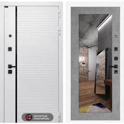 Входная дверь ROYAL с Зеркалом 18 - Бетон светлый