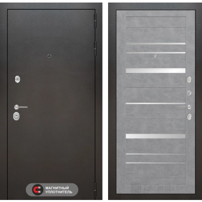 Входная дверь SILVER 20 - Бетон светлый, зеркальные вставки