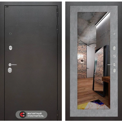 Входная дверь SILVER с Зеркалом 18 - Бетон светлый